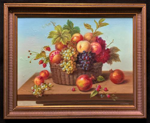 Original Vintage Still Life of Fruit & Flowers - 'Tom Caspers' 20thc British (1 of 12) Original Vintage Still Life of Fruit & Flowers - 'Tom Caspers' 20thc British (1 of 12)