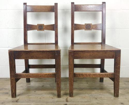 Pair of Antique Oak Bar Back Farmhouse Chairs (1 of 14)