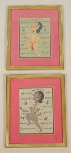 Antique Indian Pair of Paintings Decapitation (1 of 6)