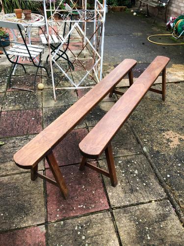 Pair of French Solid Oak Country Rustic Benches (1 of 6)