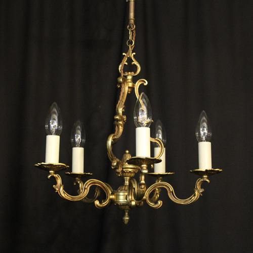 French Gilded Brass 5 Light Chandelier (1 of 10) French Gilded Brass 5 Light Chandelier (1 of 10)