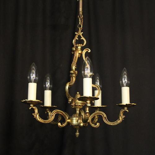 French Gilded Brass 5 Light Chandelier (1 of 10)