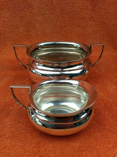 Art Deco Silver Plate EPNS Cream Jug & Sugar Bowl c.1930 (1 of 12)