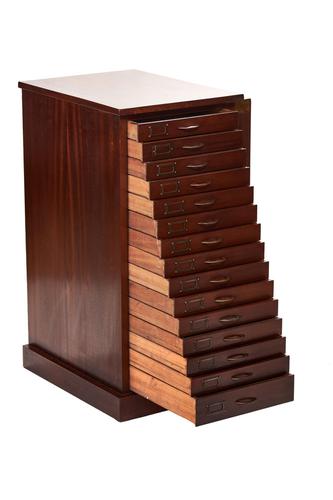 Mahogany 14 Drawer Collectors Chest c.1930 'one of two' (1 of 5) Mahogany 14 Drawer Collectors Chest c.1930 'one of two' (1 of 5)