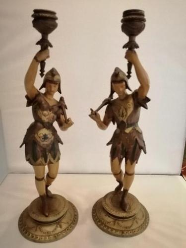 A pair of unusual 19th century cold painted figures of jesters (1 of 18) A pair of unusual 19th century cold painted figures of jesters (1 of 18)
