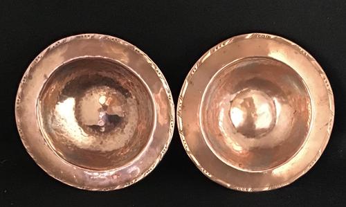 Pair of Planished Copper & Silvered Dishes by Hugh Wallis (1 of 5) Pair of Planished Copper & Silvered Dishes by Hugh Wallis (1 of 5)