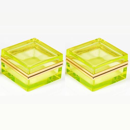 Pair of Exclusive Antique Uranium Glass Caskets (1 of 3) Pair of Exclusive Antique Uranium Glass Caskets (1 of 3)