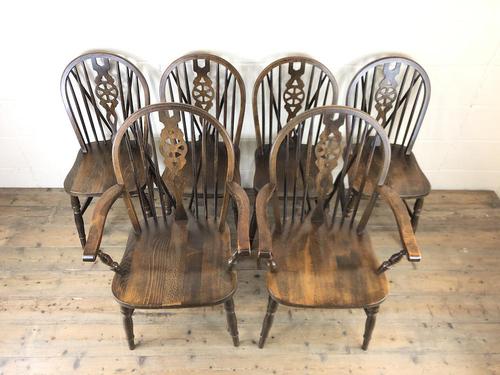 Set of Six 20th Century Wheelback Chairs including Two Carvers (1 of 20) Set of Six 20th Century Wheelback Chairs including Two Carvers (1 of 20)