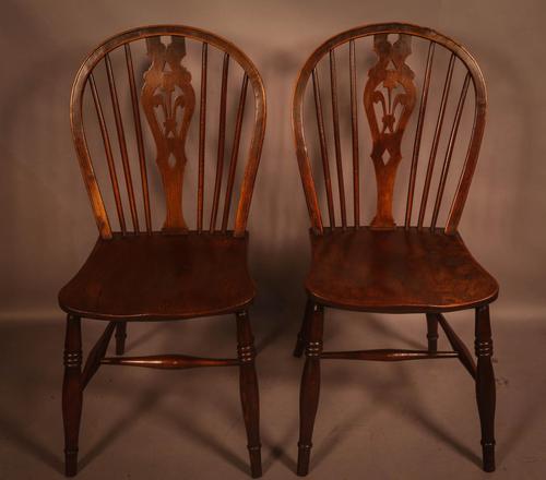 Pair of 19th Century Hoop Back Kitchen Chairs Wheatsheaf Splat (1 of 6)