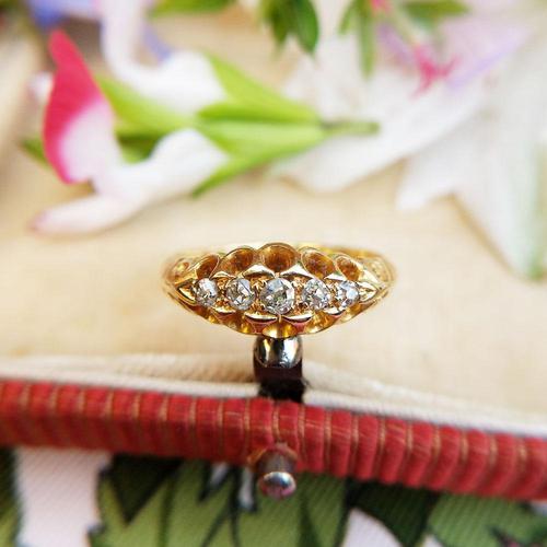 Edwardian 18ct Yellow Gold Five Old Cut Diamond Ring, Antique 1905-1906 (1 of 8) Edwardian 18ct Yellow Gold Five Old Cut Diamond Ring, Antique 1905-1906 (1 of 8)