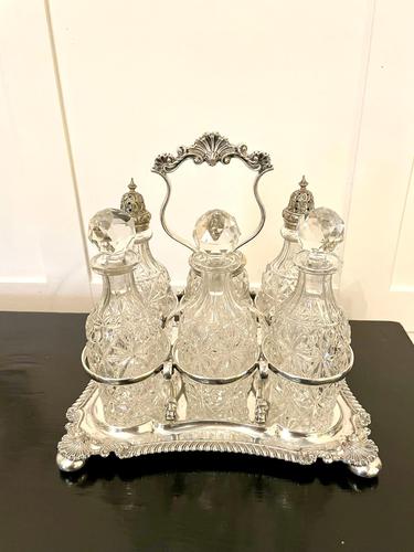 Fine Antique Victorian Silver Plated Six Bottle Cruet Set (1 of 10)