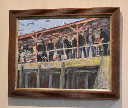 Newlyn Fish Market Oil Painting by Marjorie Mort (1906-1988) (1 of 5) Newlyn Fish Market Oil Painting by Marjorie Mort (1906-1988) (1 of 5)