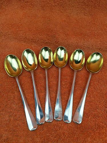 Vintage 6 x Sterling Silver Hallmarked Tea Spoons Gold Bowls - 1967 E Barnard & Sons (1 of 7) Vintage 6 x Sterling Silver Hallmarked Tea Spoons Gold Bowls - 1967 E Barnard & Sons (1 of 7)