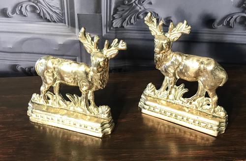 Pair of Victorian Cast Brass Stags (1 of 9) Pair of Victorian Cast Brass Stags (1 of 9)