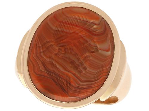 Banded Agate & 14ct Yellow Gold Intaglio Ring - Antique c.1820 (1 of 9) Banded Agate & 14ct Yellow Gold Intaglio Ring - Antique c.1820 (1 of 9)