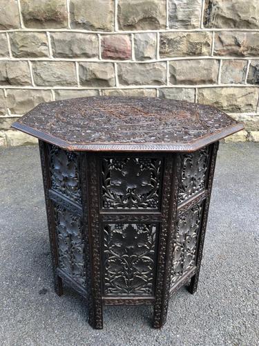 Antique Carved Anglo Indian Folding Table (1 of 8)