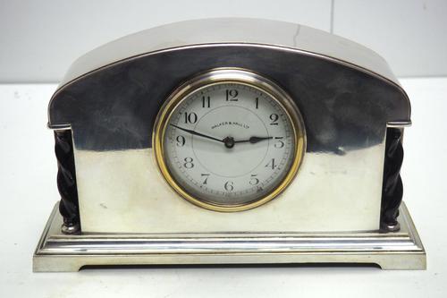 Antique Silver Plate Walker & Hall Edwardian Silver Mantle Clock (1 of 9)