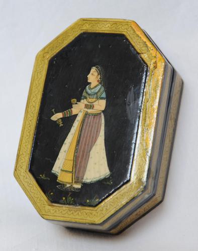 Vintage Kashmiri Paper Mache Painted Box with Miniature Painting (1 of 10) Vintage Kashmiri Paper Mache Painted Box with Miniature Painting (1 of 10)
