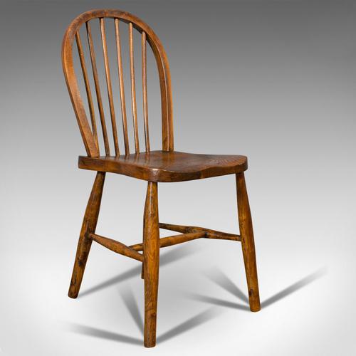 Antique Stick Back Chair, English, Elm, Beech, Station Seat, Victorian c.1870 (1 of 12)