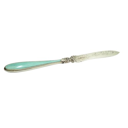 Antique Victorian Sterling Silver & Green Enamel Letter Knife 1885 (1 of 8) Antique Victorian Sterling Silver & Green Enamel Letter Knife 1885 (1 of 8)