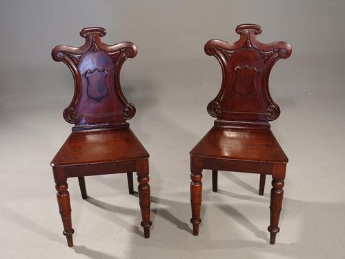 An Attractive Pair of Mid 19th Century Mahogany Hall Chairs (1 of 4) An Attractive Pair of Mid 19th Century Mahogany Hall Chairs (1 of 4)