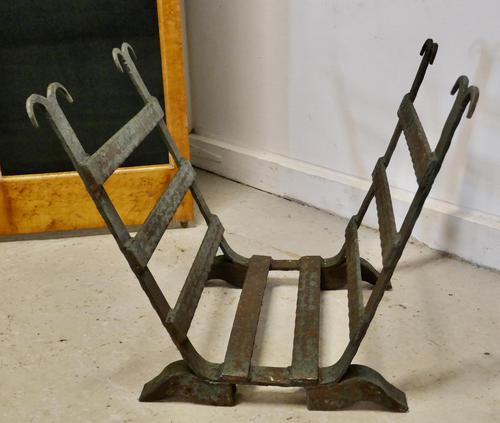 19th Century Blacksmith Made Inglenook Iron Log Carrier (1 of 7) 19th Century Blacksmith Made Inglenook Iron Log Carrier (1 of 7)