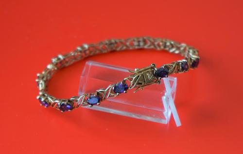 Vintage Exquisite Gold Amethyst Gem Set Link Bracelet - Boxed / Ideal Gift (1 of 11)