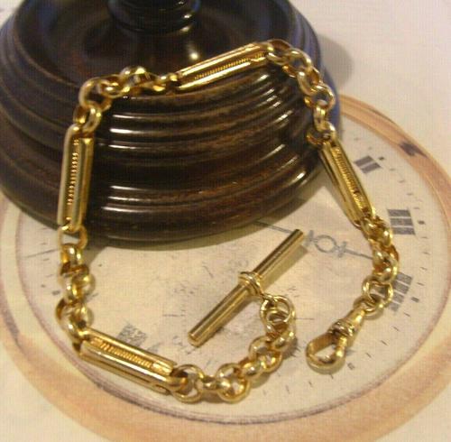 Vintage Pocket Watch Chain 1950s 12ct Gold Plated Large Fancy Link Albert Victorian Revival (1 of 12)