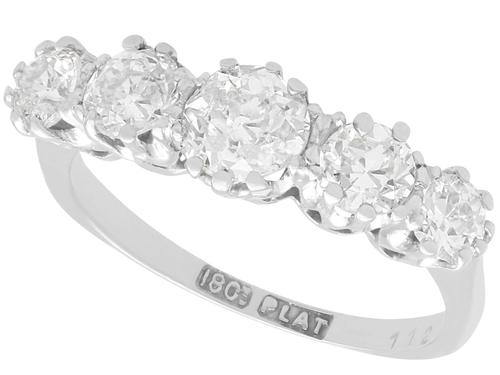 1.37ct Diamond & 18ct White Gold Five Stone Ring - Antique c.1920 (1 of 9) 1.37ct Diamond & 18ct White Gold Five Stone Ring - Antique c.1920 (1 of 9)