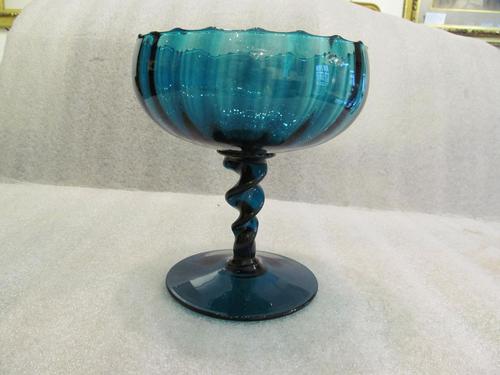 Fine Quality 19th Century Turquoise Glass Pedestal Bowl (1 of 5)