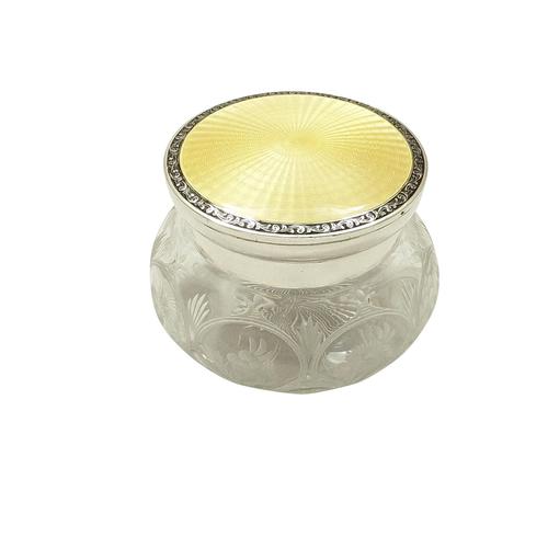 Sterling Silver & Yellow Enamel Lid Vanity Jar 1928 (1 of 10)