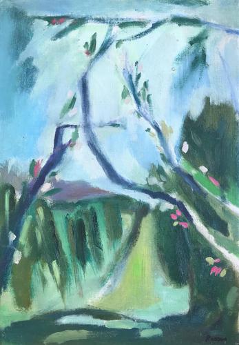 Original Oil on Canvas 'through the Vines' by Guy Roddon - Signed - Provenance; The Artists Studio c.1970 (1 of 1) Original Oil on Canvas 'through the Vines' by Guy Roddon - Signed - Provenance; The Artists Studio c.1970 (1 of 1)