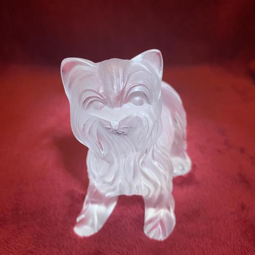 Lalique Sculpture of a Yorkshire Terrier Modelled in clear & frosted glass (1 of 5)