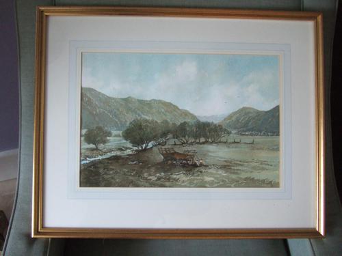 Sir John Stibbon OBE: watercolour entitled "Towards Nantgwynant from Beddgelert, Snowdonia" (1 of 4) Sir John Stibbon OBE: watercolour entitled "Towards Nantgwynant from Beddgelert, Snowdonia" (1 of 4)