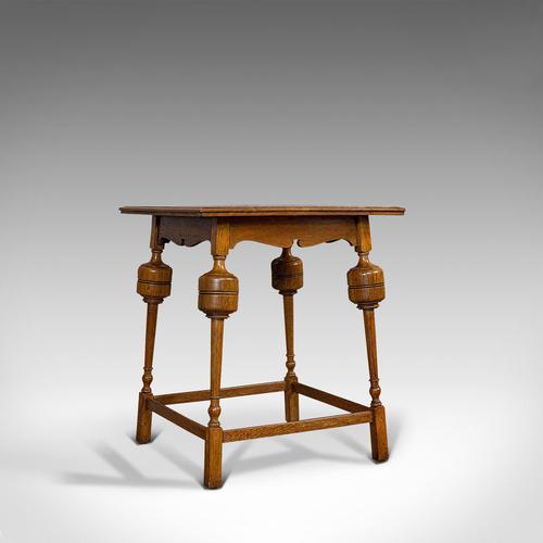 Antique Occasional Table, English, Oak, Side, Wine, Arts & Crafts, Edwardian (1 of 10)