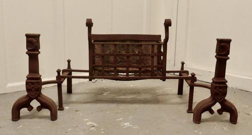 Large Inglenook Fire Grate Set on Andirons (1 of 6) Large Inglenook Fire Grate Set on Andirons (1 of 6)