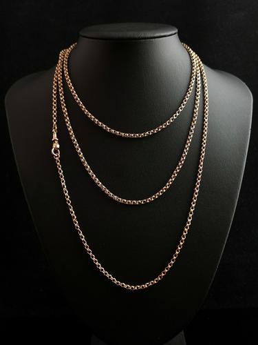 Antique Victorian 9ct Yellow Gold Longuard Chain Necklace, Muff Chain, Rolo Link (1 of 1) Antique Victorian 9ct Yellow Gold Longuard Chain Necklace, Muff Chain, Rolo Link (1 of 1)