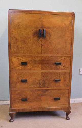 Art Deco Style Figured Walnut Tallboy (1 of 8)