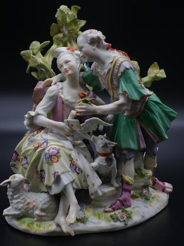 Well Modelled Late 19th Century Meissen Group of Two Lovers (1 of 5) Well Modelled Late 19th Century Meissen Group of Two Lovers (1 of 5)