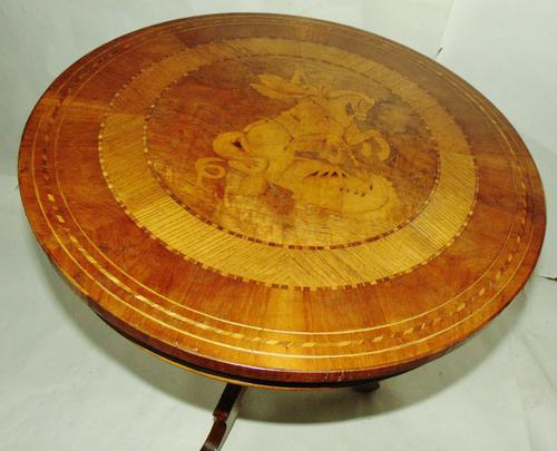 Italian Sorrento Walnut Inlaid Tripod Table (1 of 8)