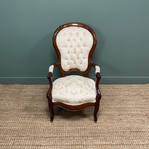 Stunning Mahogany Upholstered Antique Armchair (1 of 7)