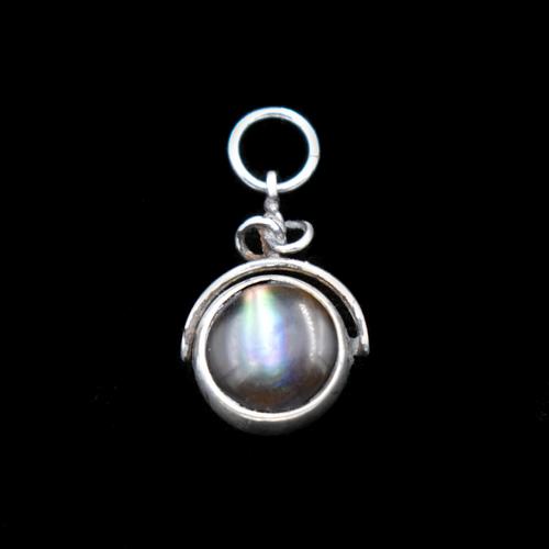 Antique Edwardian Abalone Shell and Agate Sterling Silver Spinning Fob Pendant (1 of 9) Antique Edwardian Abalone Shell and Agate Sterling Silver Spinning Fob Pendant (1 of 9)