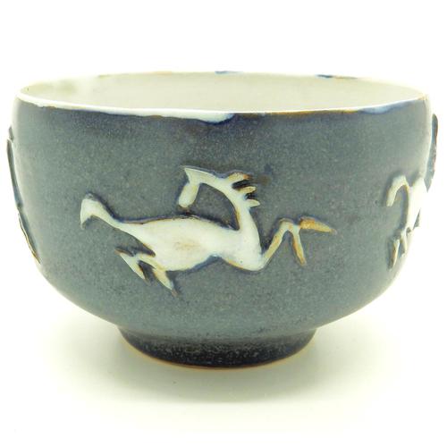 Good British Art Studio Pottery Bowl with Stylised Galloping Horses 20th Century (1 of 8)