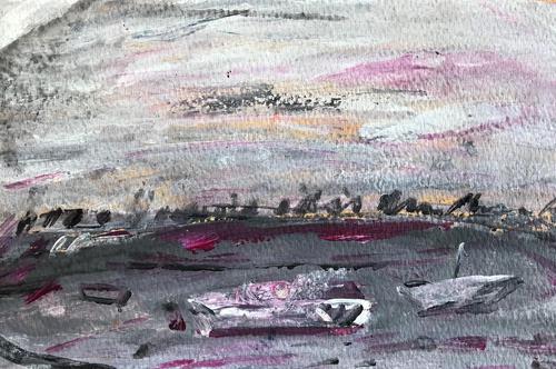Original Gouache Painting 'Evening by the River' by Doreen Heaton Potworowski. Signed on the Reverse. c.1980 (1 of 1) Original Gouache Painting 'Evening by the River' by Doreen Heaton Potworowski. Signed on the Reverse. c.1980 (1 of 1)