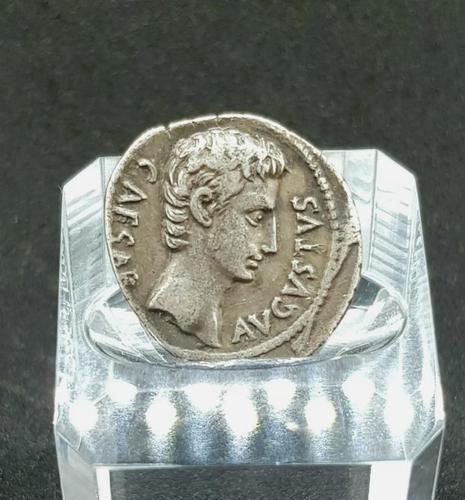 Roman Rare Silver Augustus Caesar Denarius Spanish Mint Wreath Reverse Coin (1 of 2)