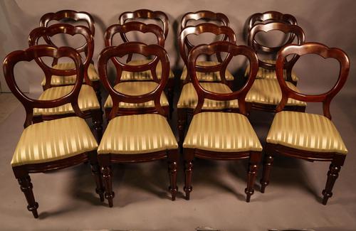 Set of 12 Victorian Balloon Back Dining Chairs c.1860 (1 of 11)