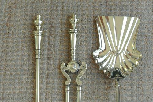 Quality Victorian Brass Fire Irons Companion Set Tongs Poker Shovel (1 of 9)