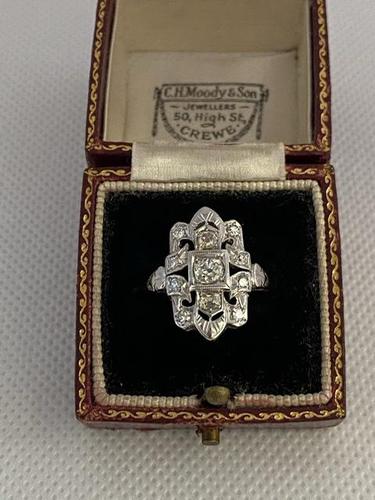 Art Nouveau 18ct White Gold Diamond Ring .88ct (1 of 8) Art Nouveau 18ct White Gold Diamond Ring .88ct (1 of 8)