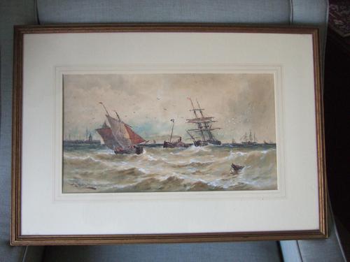 Thomas Bush Hardy '1842-1897' Watercolour of Ships in a Choppy Sea Dated 1896 (1 of 4)