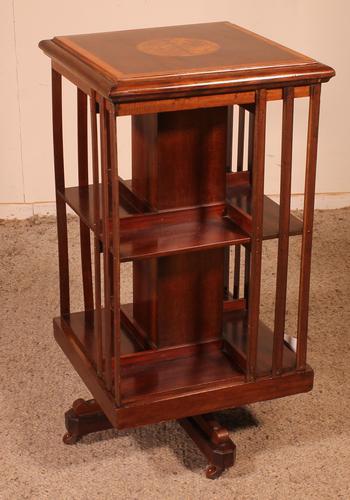 Revolving Bookcase in Mahogany & Inlays - 19th Century (1 of 9) Revolving Bookcase in Mahogany & Inlays - 19th Century (1 of 9)